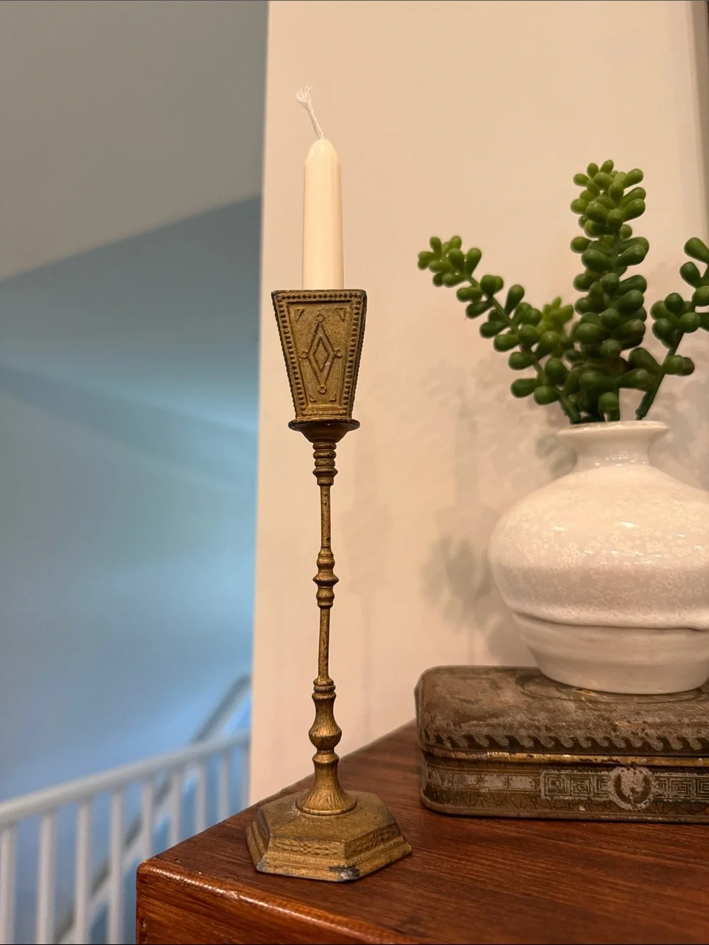 Vintage French Brass Candlestick Holder Made in France Mid Century Decor